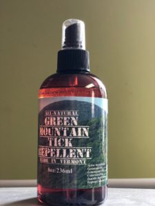 Green Mountain Tick Spray is a natural repellent. When applied regularly it seems to be quite effective and it smells great too!